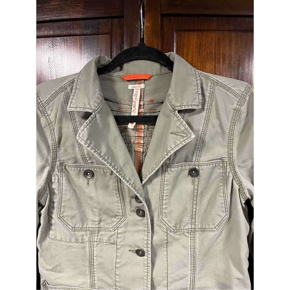 Free People Military Green Cropped Jacket size 4 - Picture 3 of 12